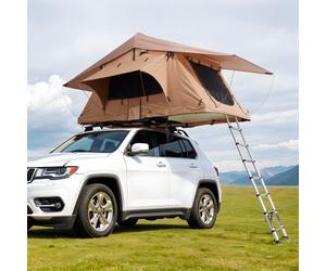 VEVOR Tente de Toit Rigide pour 2-3 Personnes, Tente de Camping pour Véhicules Pliable et Imperméable, avec Échelle Télescopique, Matelas et Housse en PVC, pour Jeep SUV Pick-up Camion Voiture, Voyage