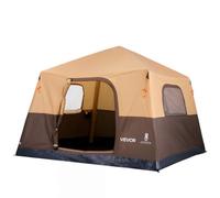 VEVOR Tente Gonflable 6 Personnes Pompe Rechargeable Tente de Camping Beige, pour Randonnée et Pique-niques en Famille, avec Tubes d'Air en TPU, 4 Grandes Fenêtres en Maille, Sac de Transport Portable