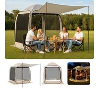 VEVOR Tente Moustiquaire avec Auvent 182,5x182,5x220 cm Abri Moustiquaire Pop Up 4-6 Personnes Tente Pliante Portable pour Jardin, Terrasse, Cour, Activités de Plein Air, avec Sac de Transport, Beige