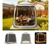VEVOR Tente Moustiquaire Pop Up 182,5x182,5x220 cm Abri Moustiquaire Pliant 4-6 Personnes Tente Portable pour Jardin Terrasse Cour Activités Plein Air, avec Sac de Transport, Piquets Fixation, Beige