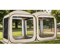 VEVOR Tente Moustiquaire Pop Up 366x182,5x220 cm Abri Moustiquaire Pliant 2 en 1 Tente Portable pour Jardin, Terrasse, Cour, Activités de Plein Air, avec Sac de Transport, Piquets de Fixation, Beige