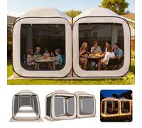 VEVOR Tente Moustiquaire Pop Up 366x182,5x220 cm Abri Moustiquaire Pliant 2 en 1 Tente Portable pour Jardin, Terrasse, Cour, Activités de Plein Air, avec Sac de Transport, Piquets de Fixation, Beige