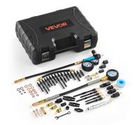 VEVOR Testeur de Compression pour Moteurs, Kit Compressiomètre Plage 0-48,3 bars avec Manomètre de Taux de Fuite 0-6,9 bars, pour Contrôle de Pression et Test d'Étanchéité Auto Moto, 4 Adaptateurs