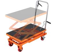 VEVOR TFD15 Table élévatrice hydraulique, capacité de 330 livres, 127 cm, avec 4 roues et un patin antidérapant, pour la manutention et le transport, orange