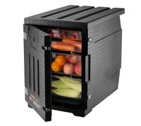 VEVOR Thermobox isolé Porte-conteneurs alimentaires isolé, 90 L pour la restauration, Porte-conteneurs alimentaires en LLDPE avec double boucle, Réchauffeur de repas à chargement frontal pour restaura