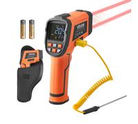 VEVOR Thermomètre Infrarouge -30 ℃ à 1600 ℃ Thermomètre Laser Double pour Fusion de Métaux, Moteurs, Industrie, Cuisine, Four à Pizza, avec Sonde Thermocouple Type K, Sans Contact, (Pas pour l'Homme)