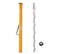 VEVOR Tige de mesure télescopique métrique 5 m, mire télescopique de mesure double face en cm/mm règle en alliage d'aluminium avec niveau à bulle et sac de transport pour mesurer maisons, murs, sols