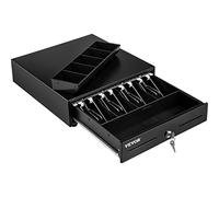 VEVOR Tiroir-Caisse Enregistreuse 33 cm Tiroir-Caisse Manuel Compartiments 4 Billets 5 Monnaies Tiroir de Caisse Enregistreuse Déverrouillage en Appuyant ou avec Clés pour POS Restaurant Supermarché