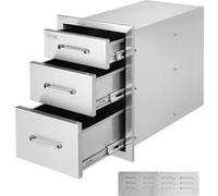 Tiroir Inox Cuisine Extérieur Commode Rangement Acier Résistant 3 Tiroirs 35x51x58cm
