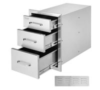 VEVOR Tiroir Inox de Cuisine 35x51x58 cm Triple Espaces de Rangement Commode de Rangement en Acier Inoxydable avec Poignée 3 Tiroirs Intégré pour Ranger Ustensile de Cuisine d'Extérieur Barbecue