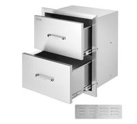 VEVOR Tiroir Inox de Cuisine 45x31x51 cm Double Espaces de Rangement Commode de Rangement en Acier Inoxydable avec Poignée 2 Tiroirs Intégré pour Ranger Ustensile de Cuisine d'Extérieur Barbecue