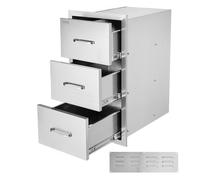 VEVOR Tiroir Inox de Cuisine d'Extérieur à 3 Espaces de Tiroirs de Rangement en Acier Inoxydable 40x72,5x52,5 cm Commode pour Cuisiner à l'Extérieur Faire un Barbecue Ranger les Ustensiles de Cuisine
