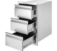 VEVOR Tiroirs Argent Triple 38x48x65cm, Tiroirs de Cuisine d'Extérieur en Acier Inoxydable,Commode de Rangement Inox 3 Tiroirs Intégrés pour Ilot de Barbecue/Rangement Ustensiles de Cuisine