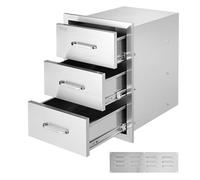 VEVOR Tiroirs de cuisine d'extérieur 40,6 x 54,6 x 45,7 cm (l x H x P) - Tiroirs de barbecue encastrés à triple accès avec poignée en acier inoxydable, îlot de barbecue pour cuisine extérieure ou îlot