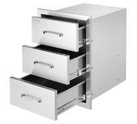 VEVOR Tiroirs de cuisine d'extérieur 40,6 x 54,6 x 45,7 cm (l x H x P) - Tiroirs de barbecue encastrés à triple accès avec poignée en acier inoxydable, îlot de barbecue pour cuisine extérieure ou îlot