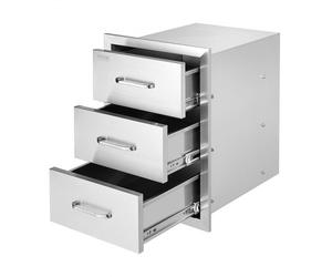 VEVOR Tiroirs de Cuisine d'Extérieur 40 x 45 x 55 cm, Tiroirs de Barbecue à Triple Accès avec Poignée en Acier Inoxydable, Tiroirs de l'Îlot BBQ pour Cuisines d'Extérieur, Station de Gril de Patio