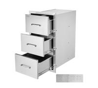 VEVOR Tiroirs de Cuisine d'Extérieur en Acier Inoxydable, Tiroirs d’Accès Triples de 47 x 57 x 57 cm avec Poignée, Îlot de Barbecue sur Terrasse, Meuble pour Cuisine en Plein Air, Rangement, BBQ