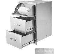 VEVOR Tiroirs de cuisine Outdoor Armoire à tiroirs à triple accès en acier inoxydable, rangement de tiroirs pour îlot de barbecue avec porte-serviettes en papier & poignée, pour station de barbecue