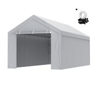 VEVOR Toile d'auvent de rechange pour abri de voiture, 6,1 x 3 m, bâche de garage top+paroi latérale, imperméable et protégée contre UV, installation facile élastiques à boule, gris (cadre non inclus)