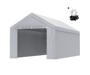 VEVOR Toile d'auvent de rechange pour abri de voiture, 6,1 x 3 m, bâche de garage top+paroi latérale, imperméable et protégée contre UV, installation facile élastiques à boule, gris (cadre non inclus)