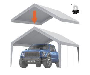 VEVOR Toile d'auvent de rechange pour abri de voiture, 6,1x4 m, bâche de tente de garage, imperméable protégée contre UV, élastiques à billes, gris (couverture supérieure uniquement, cadre non inclus)