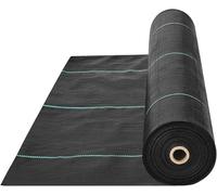 VEVOR Toile de Paillage 1,2x30,5 m Toile Anti-Mauvaises Herbes 36,6 ㎡ Géotextile Bâche Jardin PP Haute Perméabilité Densité 5,8 oz Textile Sous-couche pour Couverture Sol Jardinage Agriculture Potager