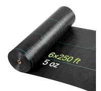 VEVOR Toile de Paillage 1,8x76,2 m Bâche Anti Mauvaise Herbe 168 g/m² Géotextile Anti Repousse Tissé PP pour Protection Contre Mauvaises Herbes, Couverture Sol, Jardin, Potager, Parterres Fleurs, Noir