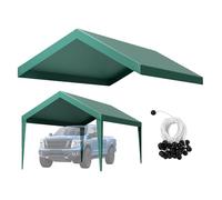 VEVOR Toile Rechange Carport, 6 x 3 m, Bâche Toit Abri Voiture, Couverture Supérieure Tente Garage Portable, Résistante UV Imperméable, avec Cordons Élastiques à Billes, Vert Foncé, Cadre Non Inclus