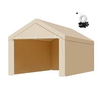 VEVOR Toile Rechange Carport, 6 x 3 m, Bâche Toit Abri Voiture, Couverture Tente Garage Portable, Résistante UV Imperméable, avec Parois Latérales, Cordons Élastiques à Billes, Beige, Cadre Non Inclus