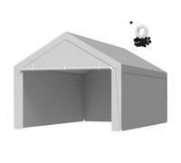 VEVOR Toile Rechange Carport, 6 x 4 m, Bâche Toit Abri Voiture, Couverture Tente Garage Portable, Résistante UV Imperméable, avec Parois Latérales, Cordons Élastiques à Billes, Gris, Cadre Non Inclus
