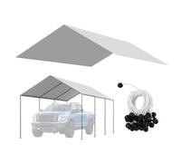VEVOR Toile Rechange de Carport, 6 x 3 m, Bâche Toit Abri Voiture, Couverture Supérieure de Tente Garage Portable, Résistante UV Imperméable, avec Cordons Élastiques à Billes, Gris, Cadre Non Inclus