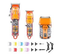 VEVOR Tondeuse à Cheveux Professionnelle, Tondeuse à Barbe de Précision, Rasoir, Tondeuses Rechargeables Sans Fil 3 en 1, Kit de Toilettage de Barbe, pour Barbier à Domicile, Coupe de Cheveux, Raser