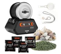 VEVOR Tonneau de Polissage de Pierres Capacité de 1,36 kg, Polisseuse de Pierres à 4 Vitesses, Minuterie 9 Jours, avec Pierres Brutes et Grains de Polissage, pour Pros et Amateurs, Atelier Bricolage