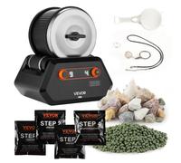 VEVOR Tonneau de Polissage de Pierres Capacité de 1,36 kg, Polisseuse de Pierres à 4 Vitesses, Minuterie 9 Jours, avec Pierres Brutes et Grains de Polissage, pour Pros et Amateurs, Atelier Bricolage