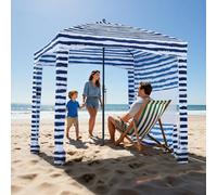 VEVOR Tonnelle de Plage 1,83x1,83 m, Abri de Plage avec Parois Latérales, Poches à Sable et Sac de Transport, Tente de Camping Extérieur, Protection UPF 50+, Hauteur Réglable, Ombrage Spacieux