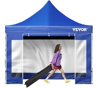 VEVOR Tonnelle Imperméable 3x3 m Tente Pop-up Jardin avec Parois Latérales Pavillon Terrasse Extérieure Abri Pliable Soleil Pluie Neige Résistant aux UV et Sac à Roulettes pour Fête Arrière-Cour Bleu