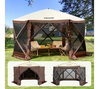 VEVOR Tonnelle Pop-Up Tente Moustiquaire 6 Côtés Abri Soleil Marron 3,51x3,51 m