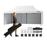 VEVOR Tonnelle Pop-up 304,8x609,6 cm Tente Tonnelle Jardin Parois Latérales Amovibles Sac à Roulettes Résistant aux UV Imperméable Tente Gazebo Portable pour Plein Air, Terrasse, Jardin, Fête, Camping