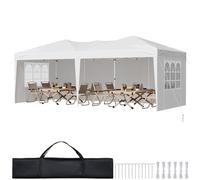 VEVOR Tonnelle Pop-up, 5,9x2,96 m, Gazebo Auvent Escamotable Instantané Portable, avec Parois Latérales, Fenêtres Ventilées, Facile à Monter, Abri Solaire Extérieur pour Événements, Jardin, Blanc