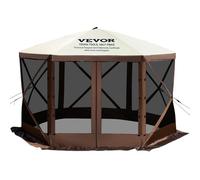 VEVOR Tonnelle pop-up avec moustiquaire, auvent d'extérieur, protection solaire à 6 côtés, 3 x 3 m, avec 6 serviettes amovibles et 2 fenêtres en filet, tonnelle pour terrasse