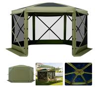 VEVOR Tonnelle Pop-up Pliante Tente Camping 3,6x3,6 m 6 Côtés 8-10 Personne Vert
