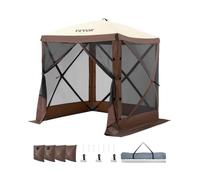VEVOR Tonnelle pop-up Tente moustiquaire 4 côtés 1,83x1,83 m, 4 toiles amovibles, marron