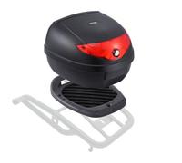VEVOR Top case moto universel durable en PP, boîte supérieure de moto avec panneau réfléchissant, coffre de rangement moto amovible étanche 24 L avec base multi-trous, adapté à 99% des cadres de moto