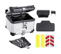 VEVOR Top Case pour Moto 45 L, Valise Porte-bagages Universel en Alliage d'Aluminium avec Doublure en Cuir, Coffre Arrière de Moto Amovible et Étanche, avec Serrure et Coussin de Dossier, pour Scooter
