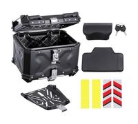 VEVOR Top Case pour Moto 55 L, Valise Porte-bagages Universel en Alliage d'Aluminium avec Doublure en Cuir, Coffre Arrière de Moto Amovible et Étanche, avec Serrure et Coussin de Dossier, pour Scooter