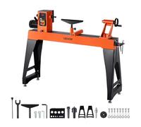 VEVOR Tour à Bois Électrique, 40,6x102 cm, 1100 W, avec Pieds Verticaux, Vitesse Variable 150-3200 tr/min, Moteur CC sans Balais, Corps en Fonte, pour Projets Menuiserie de Moyenne à Grande Envergure