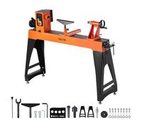 VEVOR Tour à Bois Électrique, 45,7x102 cm, 1500 W, avec Pieds Verticaux, Vitesse Variable 150-3200 tr/min, Moteur CC sans Balais, Corps en Fonte, pour Projets Menuiserie de Moyenne à Grande Envergure