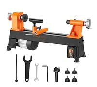 VEVOR Tour à Bois Établi 254x455 mm Tour à Bois Électrique 370 W 0,5 CV 5 Vitesses Réglables 680/1100/1600/2200/3200 tr/min Tige Injection Clés Plaque Patins Outil Rotatif Travail pour Bois Bricolage