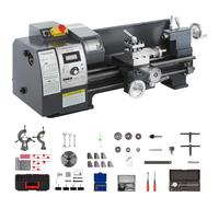 VEVOR Tour à Métaux 210x400 mm Mini Tour à Bois Affichage Numérique Vitesse Variable 50-2500 tr/min Réglable Électronique Fraises Mandrins Outils de Mesure pour Travaux de Précision