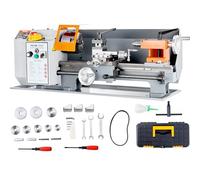 VEVOR Tour à Métaux de Précision 178x356 mm Tour à Métaux Table 0-2200 tr/min Vitesse Variable Continu 500 W Moteur à Balais d'Engrenages Métal Boîte à Outils pour Usinage Traitement Pièces Précision